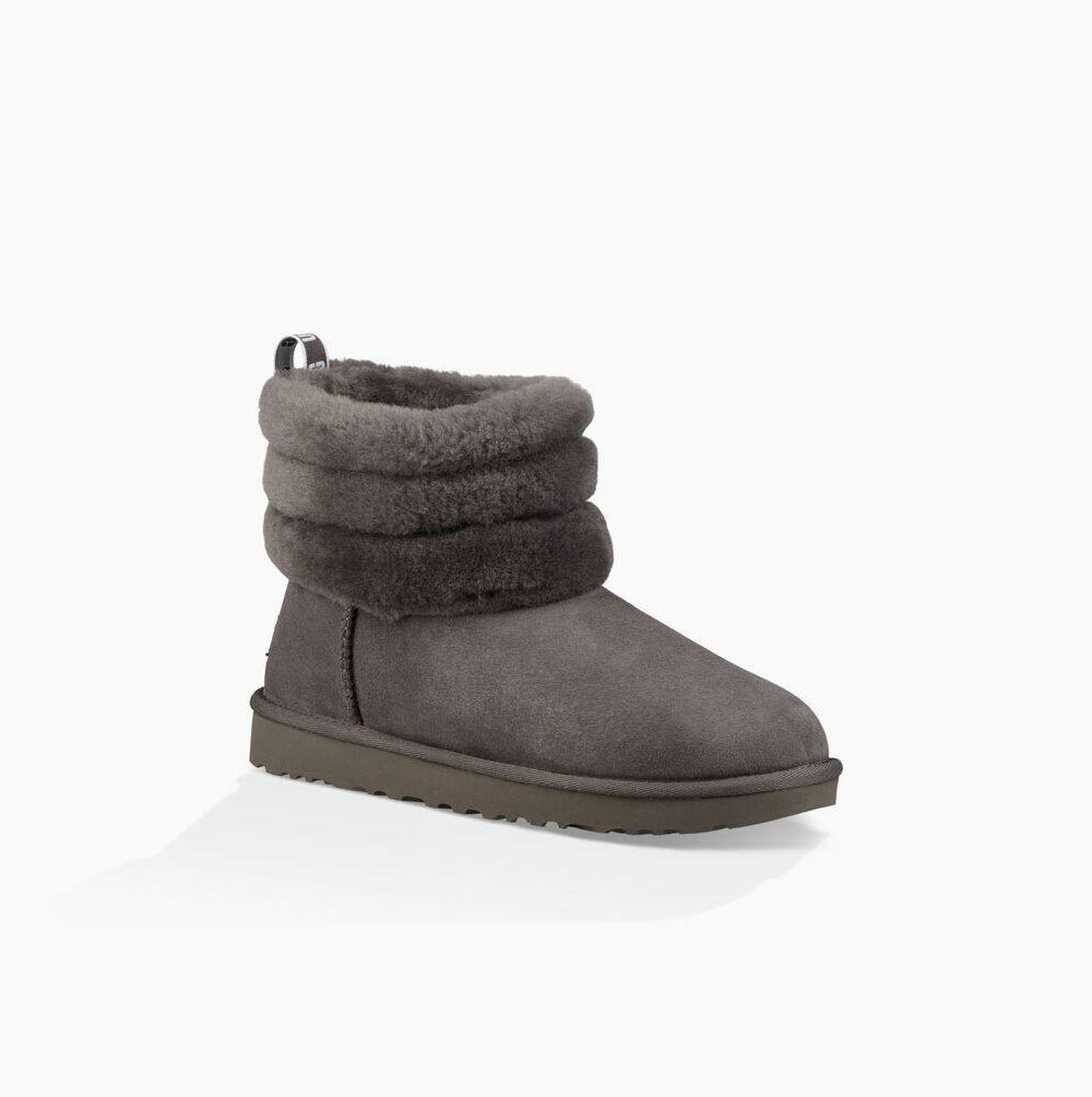 UGG Classic Mini Fluff Quilted Deep Grey Boots for Women (XNDG71864)